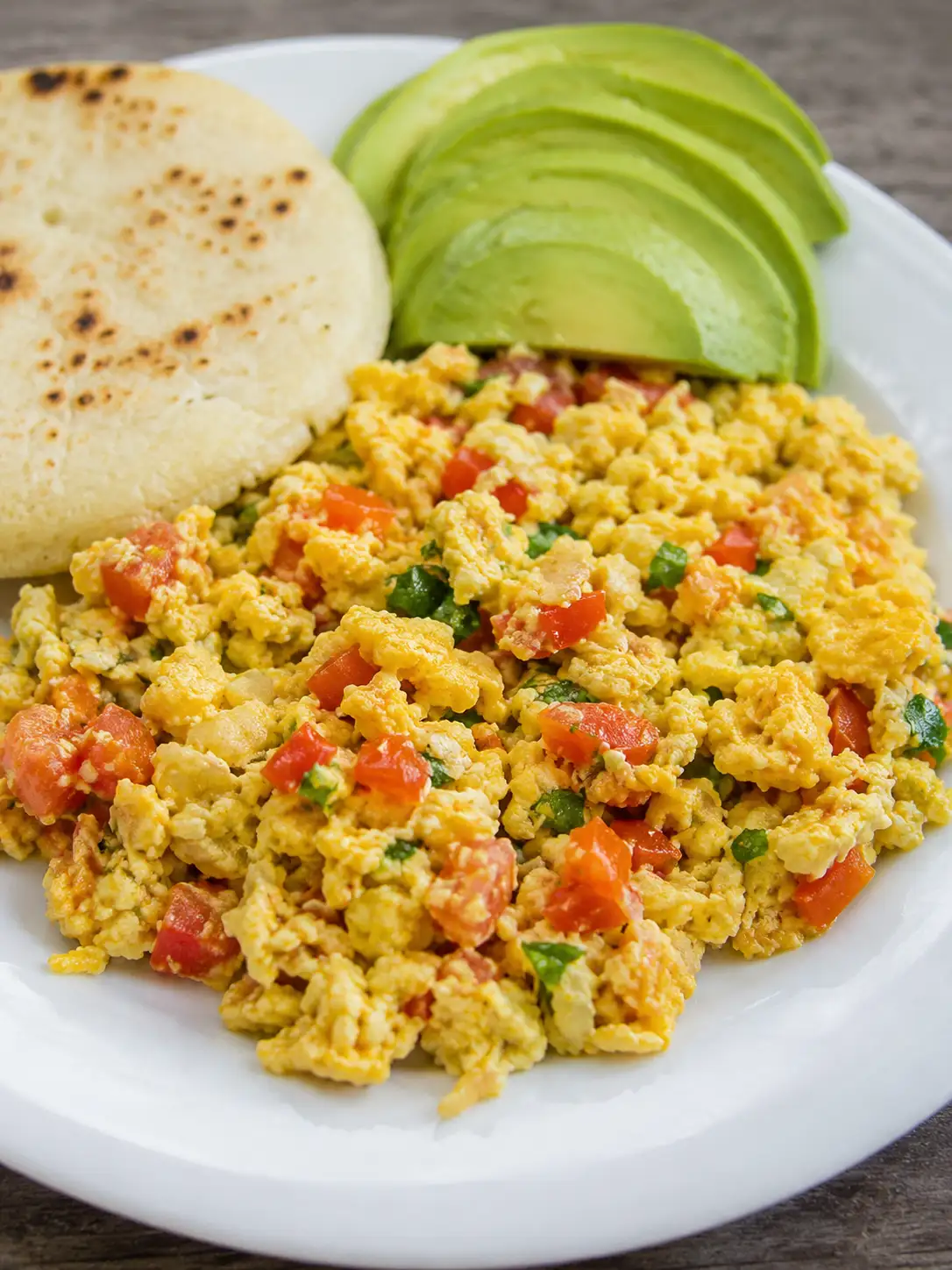 Skillet of perico, Venezuelan scrambled eggs with tomato and onion